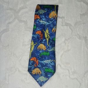 Blue silk gecko lizard tie